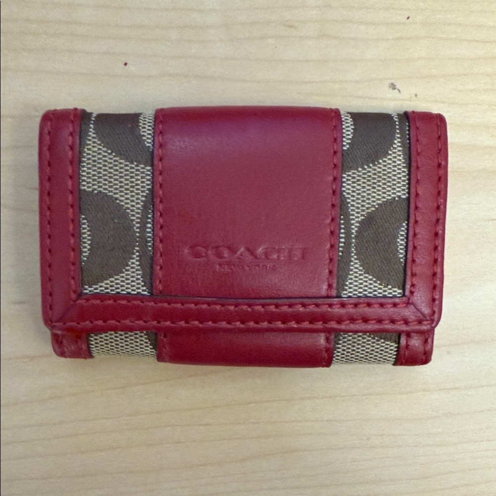 Project Item Coach Red and Tan Canvas Key Holder